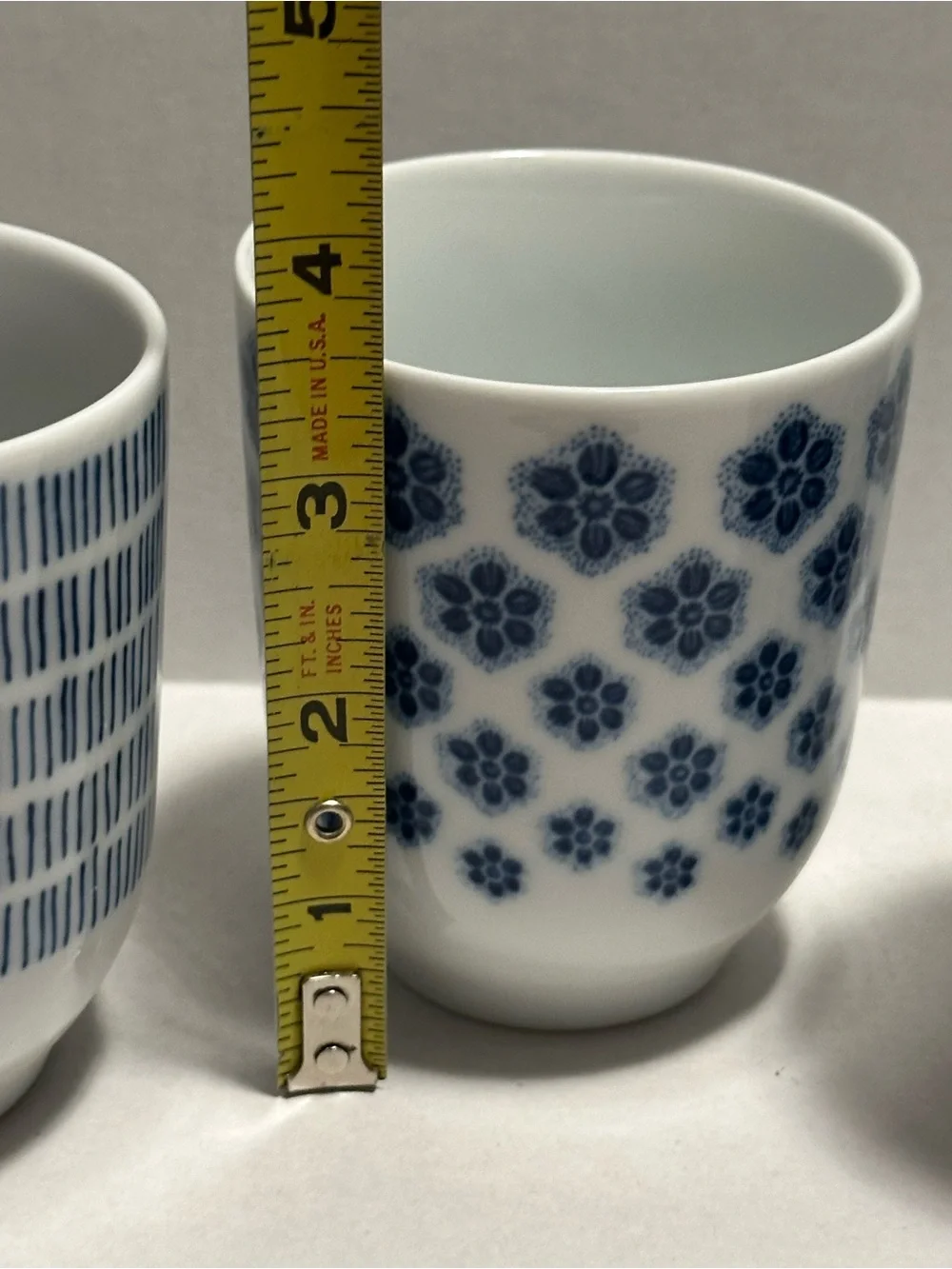 IKEA Blue and White Porcelain Saki Tea Espresso Cups No Handle Set of 3